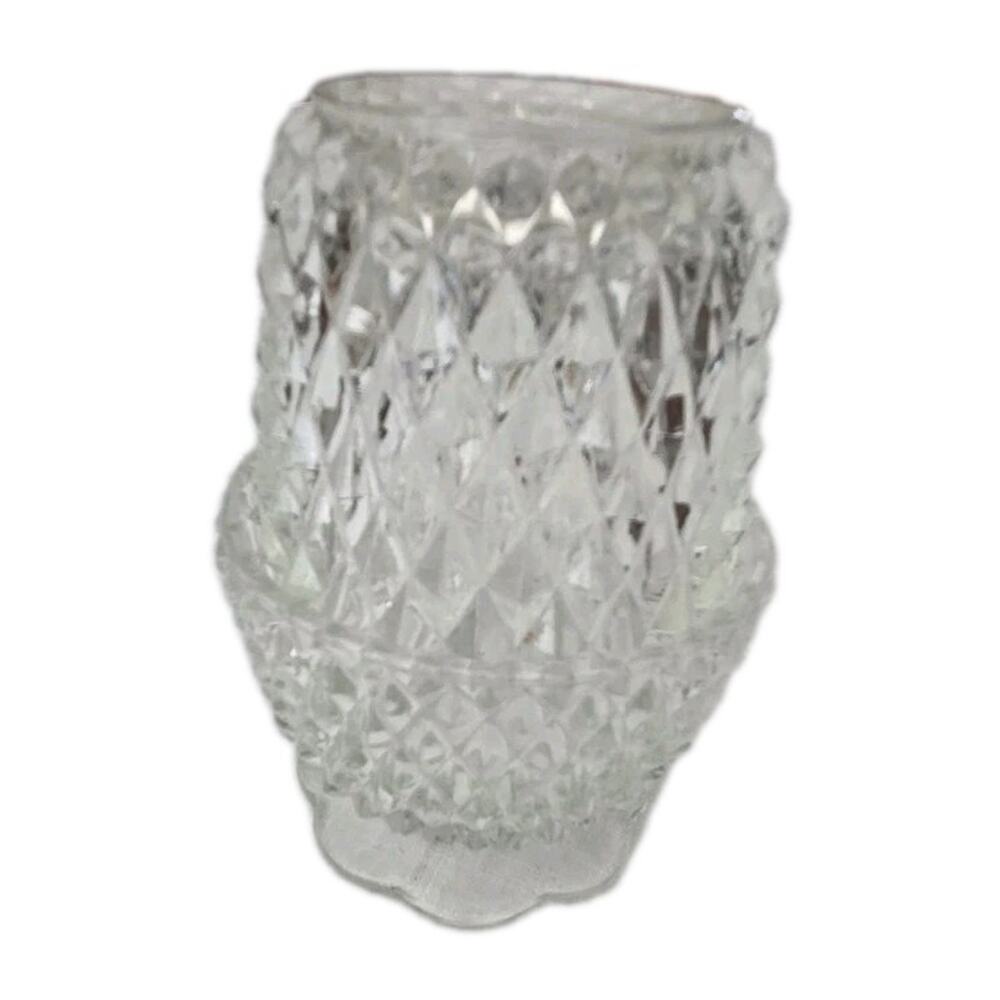 Vintage Indiana Glass Fairy Lamp Clear Diamond Point Candle Holder 2 pc FLAW